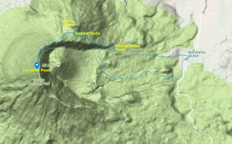 Aika Adventure & Safari Mt Meru Map